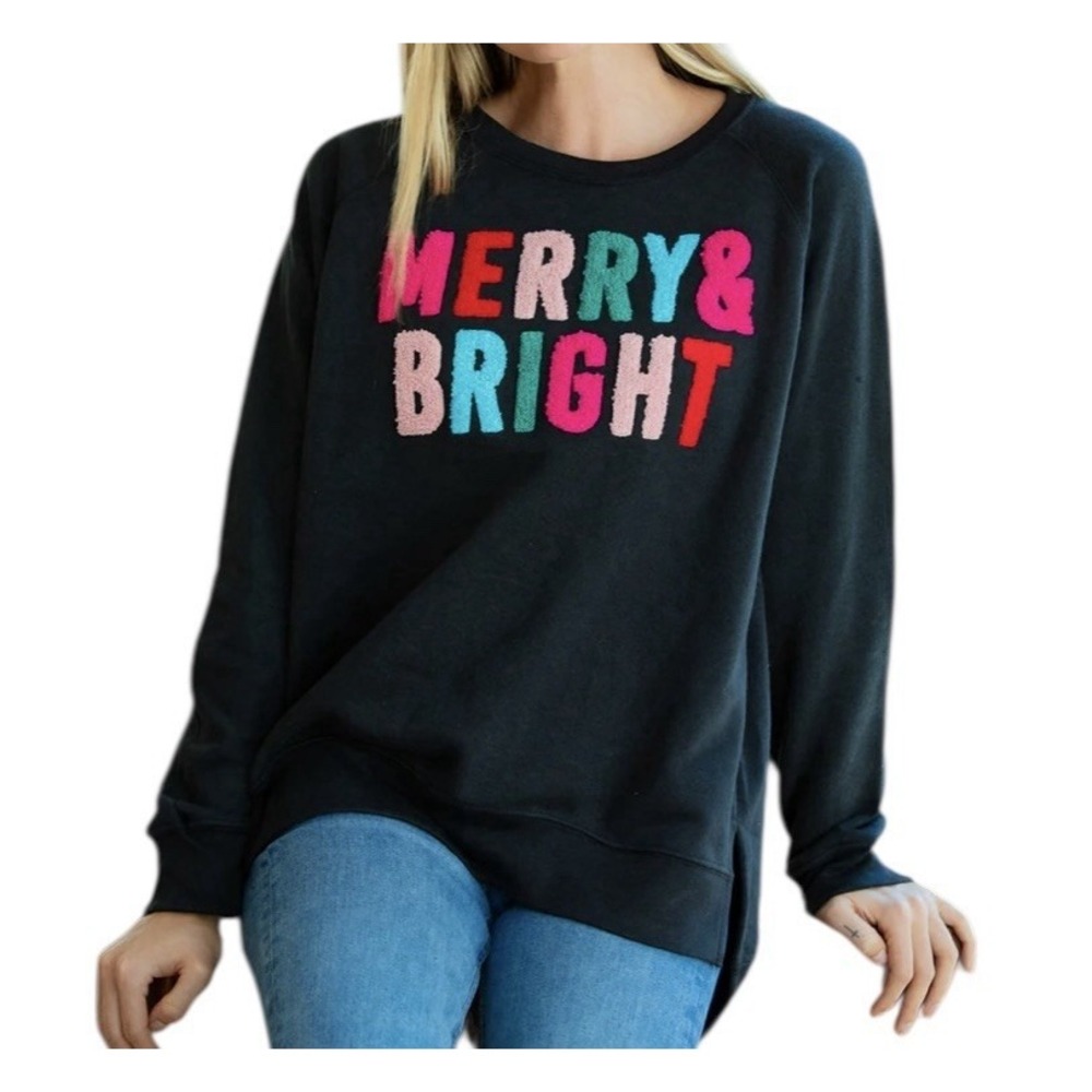 ROYCE BRAND MERRY & BRIGHT SWEATSHIRT top Women's‎ Medium Holidays Christmas